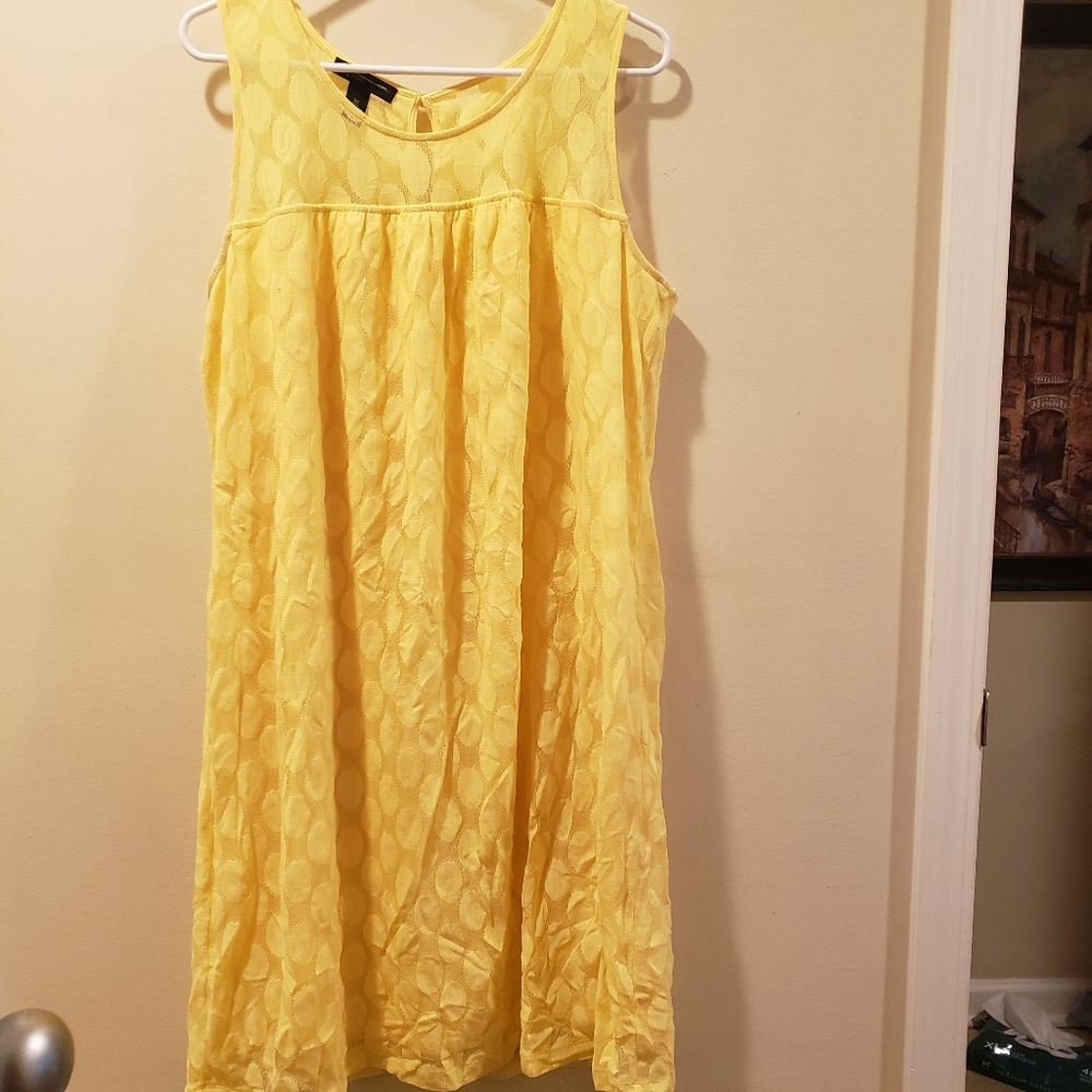 Inc International Concepts Plus Size Yellow Lace-Dot Dress 2X